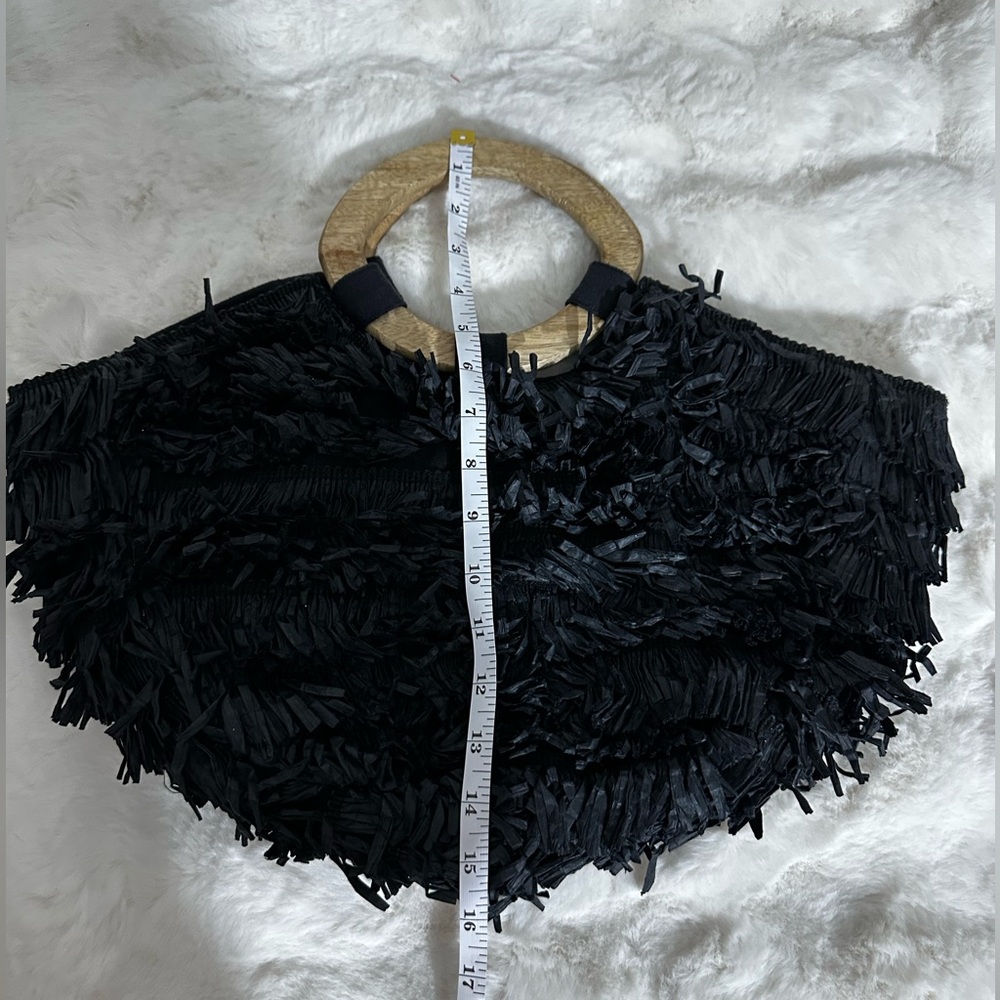 Anthropologie Black Fringe Tote Bag - Picture 7 of 7